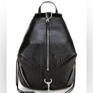 Rebecca Minkoff Julian Black Leather Backpack Shoulder Purse Tote Sling Bag Y2K